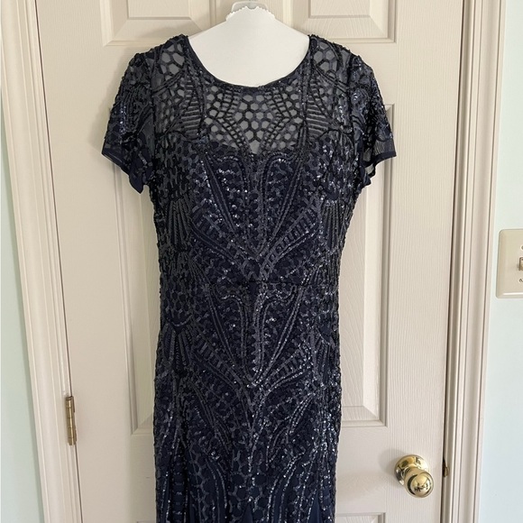 R&M Richards Navy Beaded Dress - Picture 2 of 4